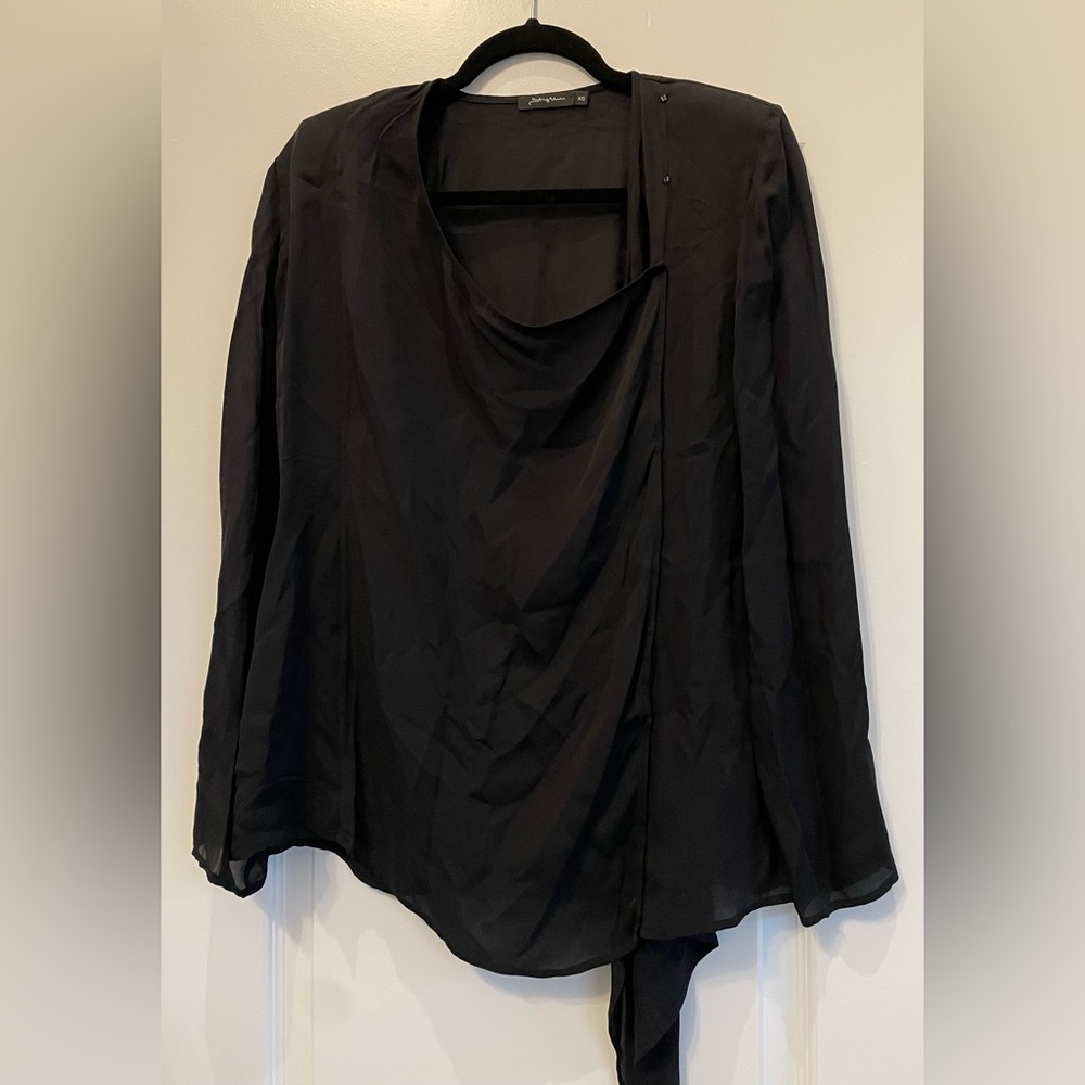Elegant Black Drape Blouse